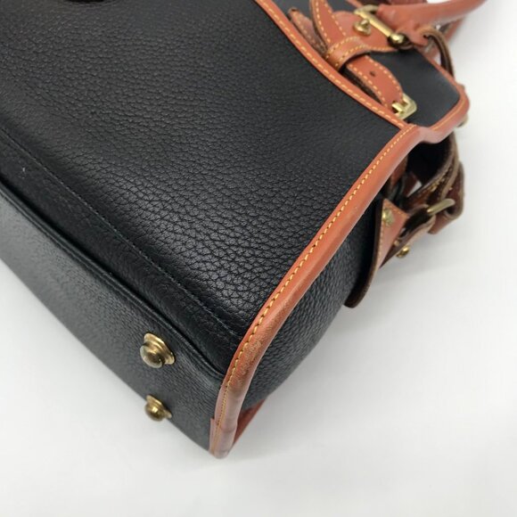 Dooney & Bourke Black & Brown Vintage Buckle Convertible Satchel Bag - Picture 8 of 11